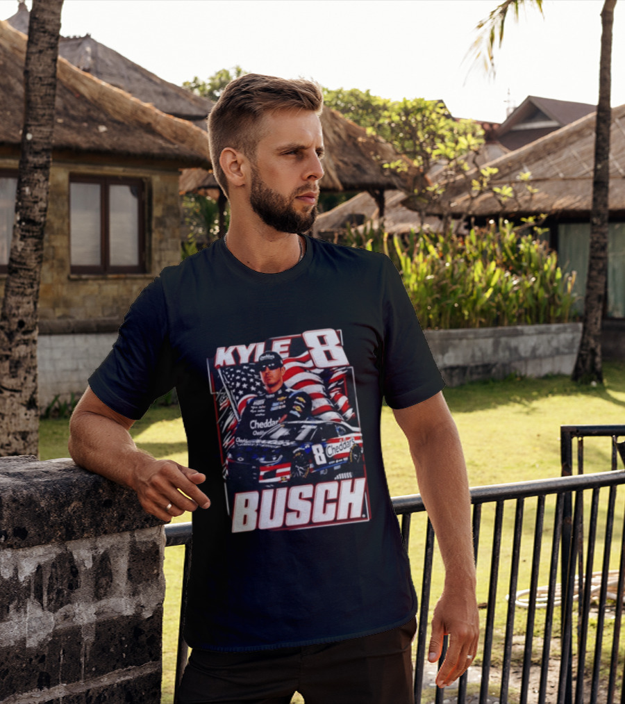 Kyle Busch 8 Cheddar's Racing With American Flag T-Shirt