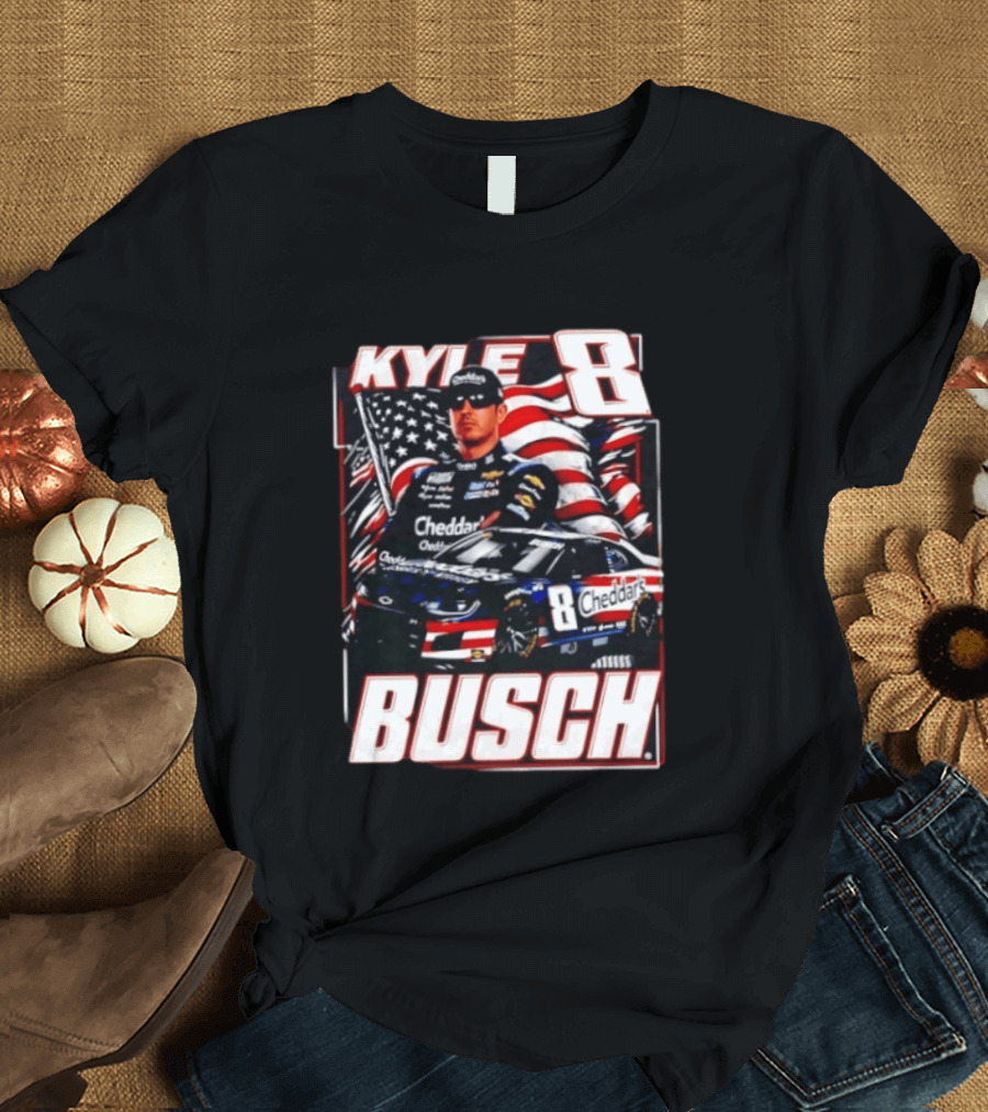 Kyle Busch 8 Cheddar's Racing With American Flag T-Shirt
