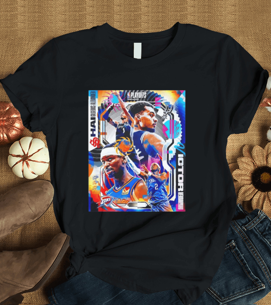 NBA Playoffs Shai Gilgeous Alexander OKC Thunder Victor Wembanyama Spurs Matchup T-Shirt