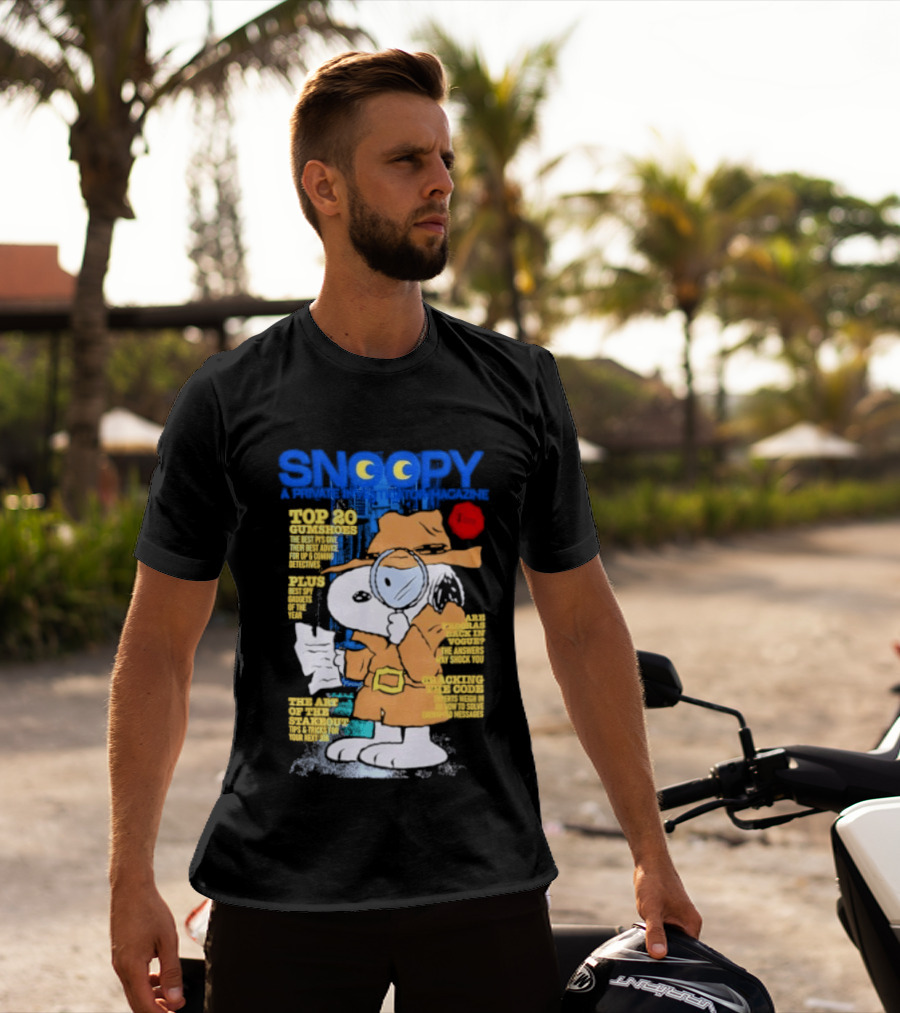 Snoopy Top 20 Clues Uncover Mystery Solved Peanuts Detective Investigator T-Shirt
