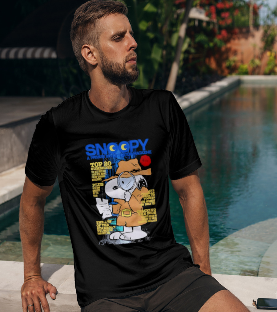 Snoopy Top 20 Clues Uncover Mystery Solved Peanuts Detective Investigator T-Shirt