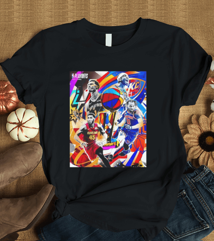 NBA Playoffs Spurs Thunder Cavaliers Knicks Star Players Wemby Alexander Brunson Mitchell T-Shirt