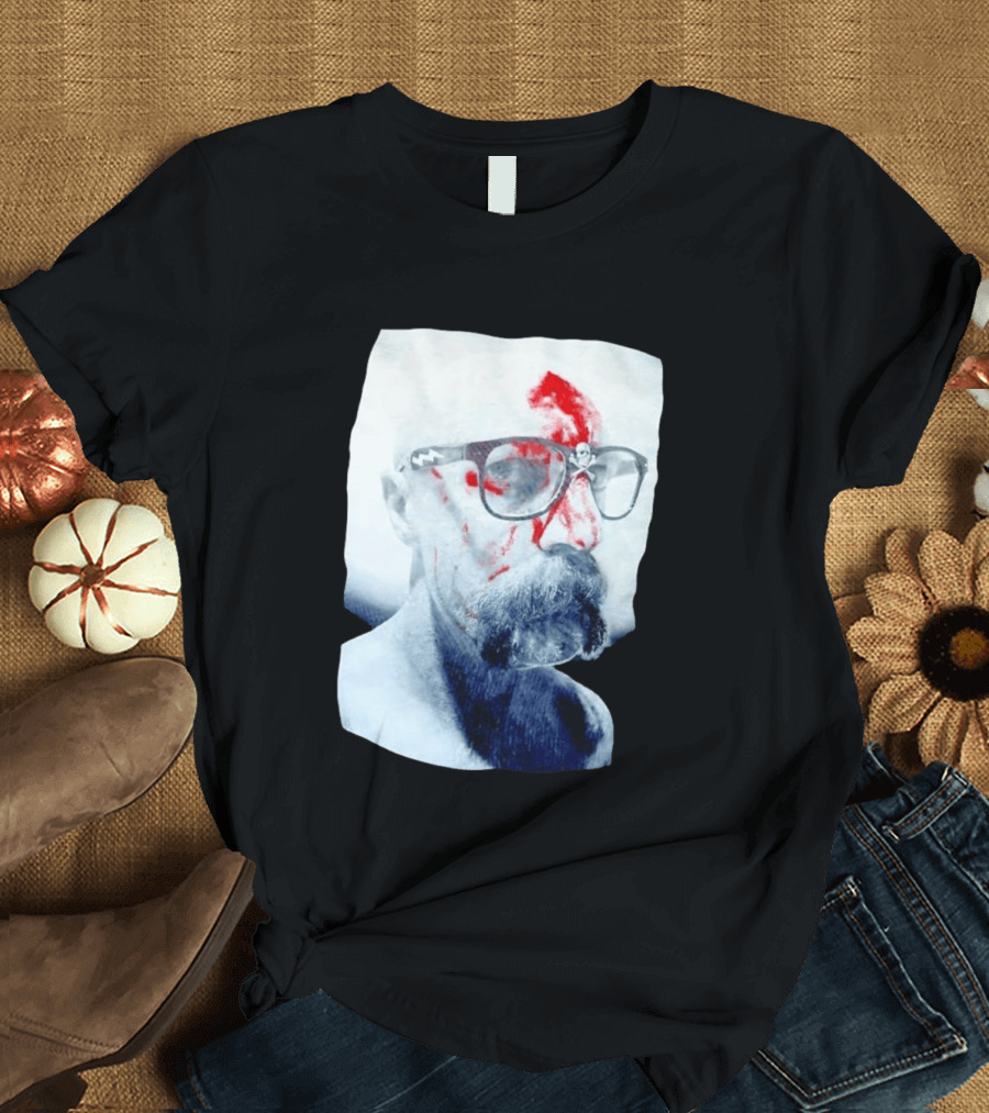 Bald Man With Bloody Beard And Skull Glasses T-Shirt