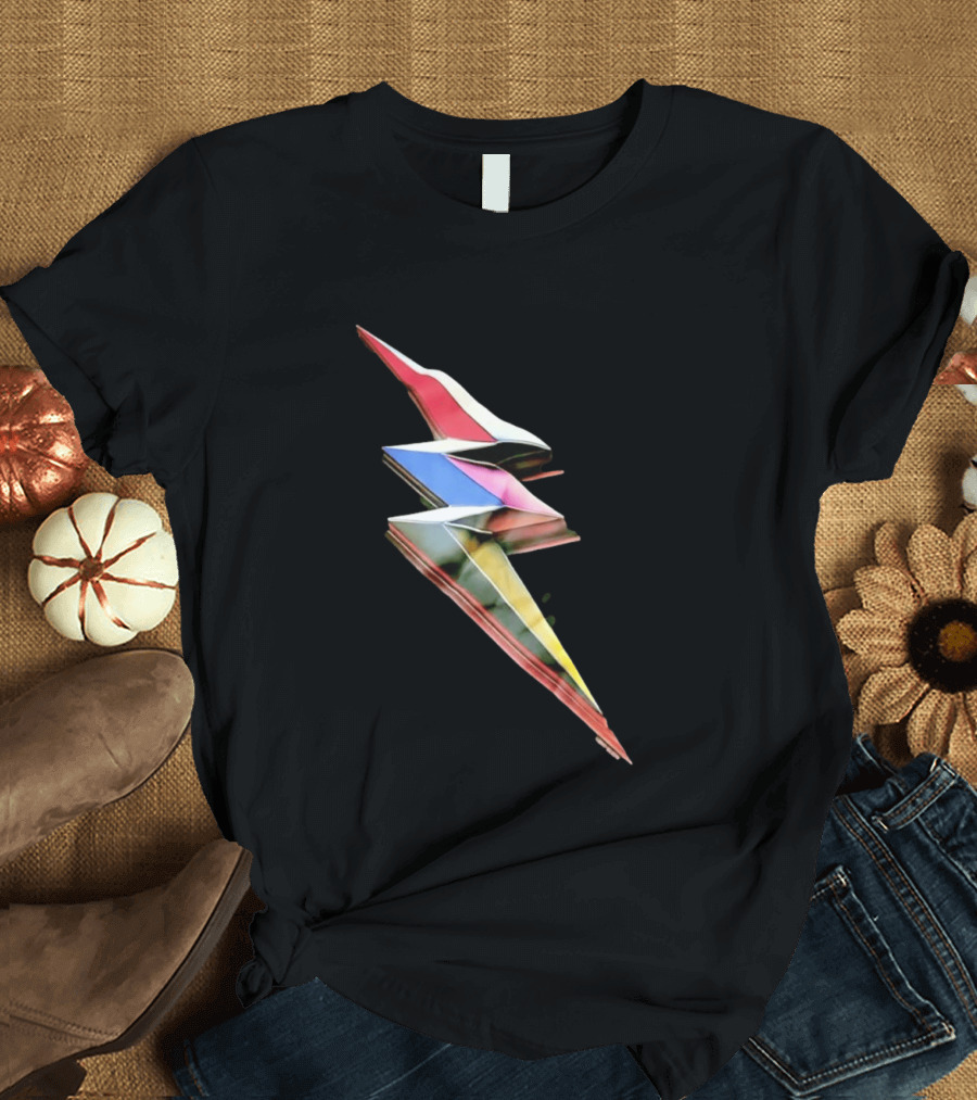 Geometric Prismatic Multicolor Lightning Bolt T-Shirt