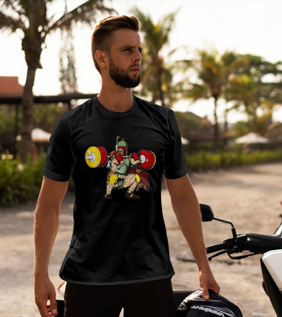 Star Wars Boba Fett Squat Weightlifting Fitness T-Shirt