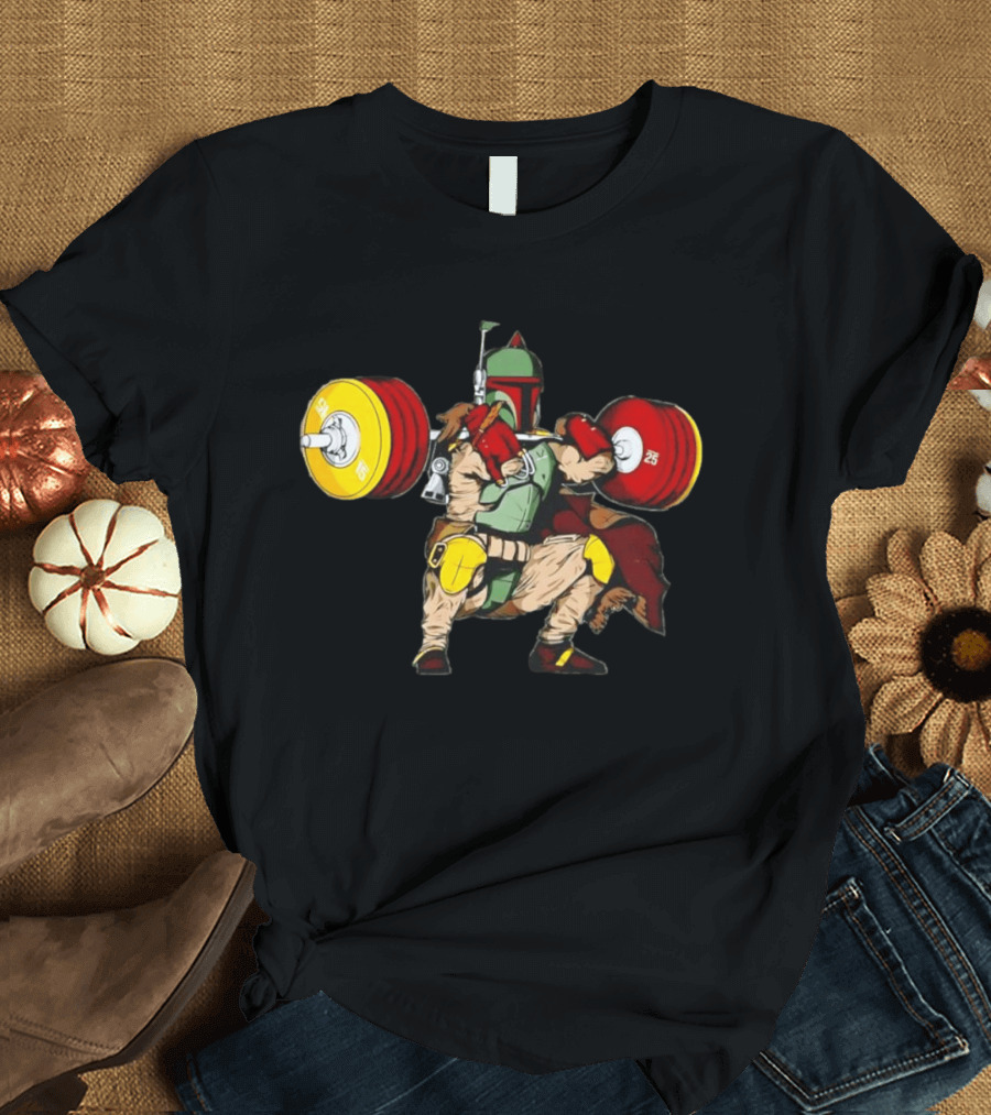 Star Wars Boba Fett Squat Weightlifting Fitness T-Shirt