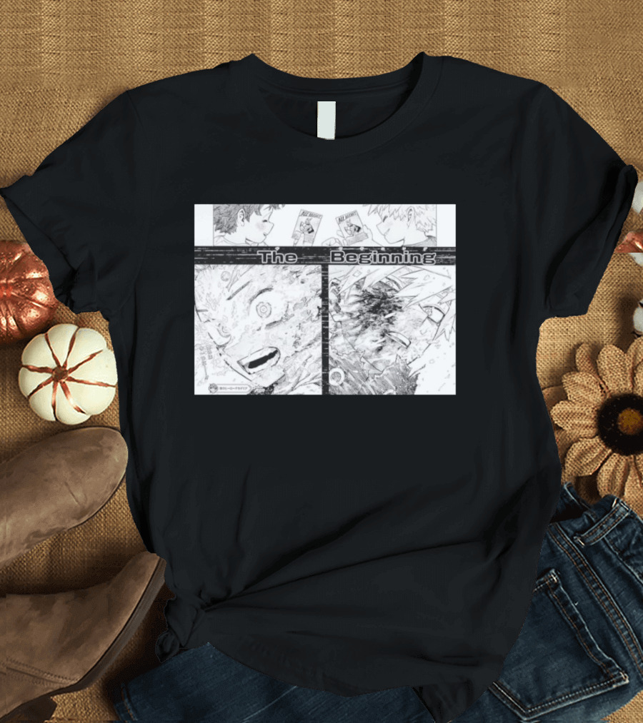 Izuku Midoriya Katsuki Bakugo All Might The Beginning My Hero Academia Manga Panel T-Shirt
