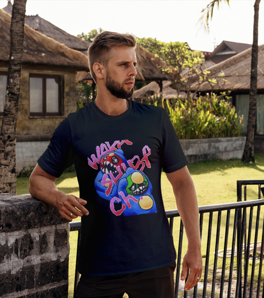 Wakk Slurp Ch Red And Green Creepy Monsters Graffiti T-Shirt