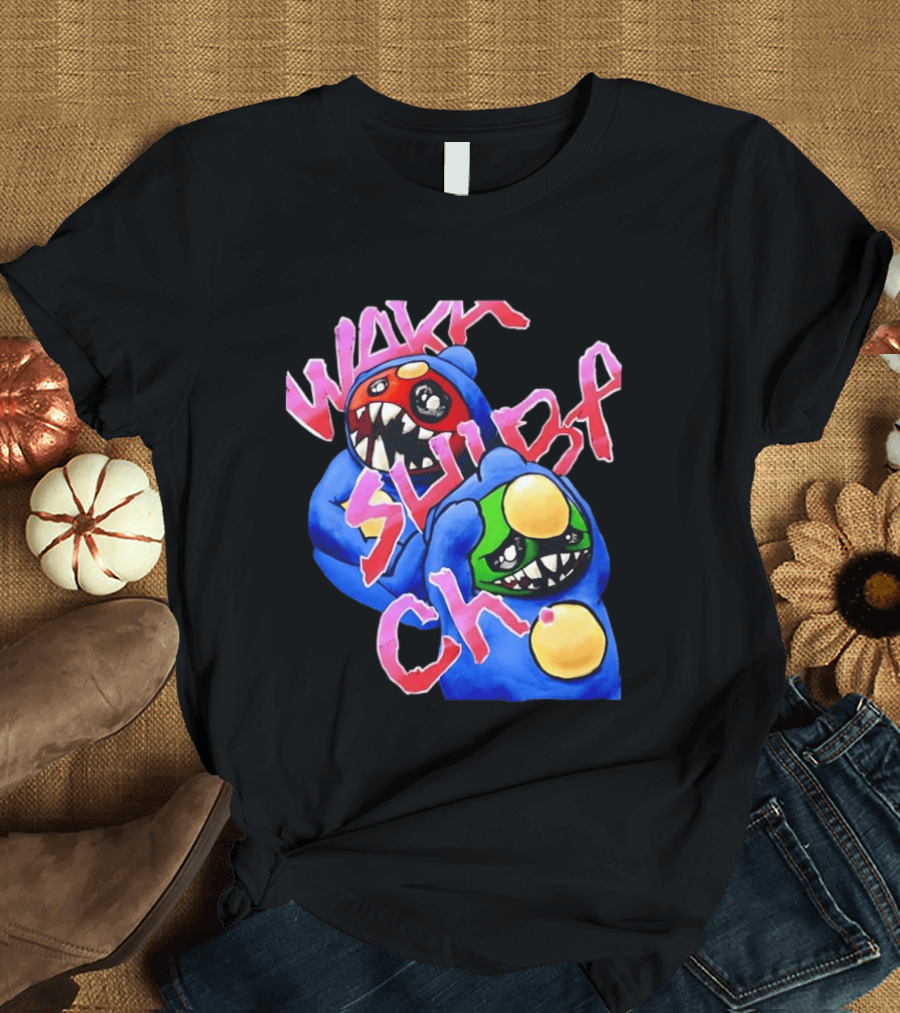 Wakk Slurp Ch Red And Green Creepy Monsters Graffiti T-Shirt