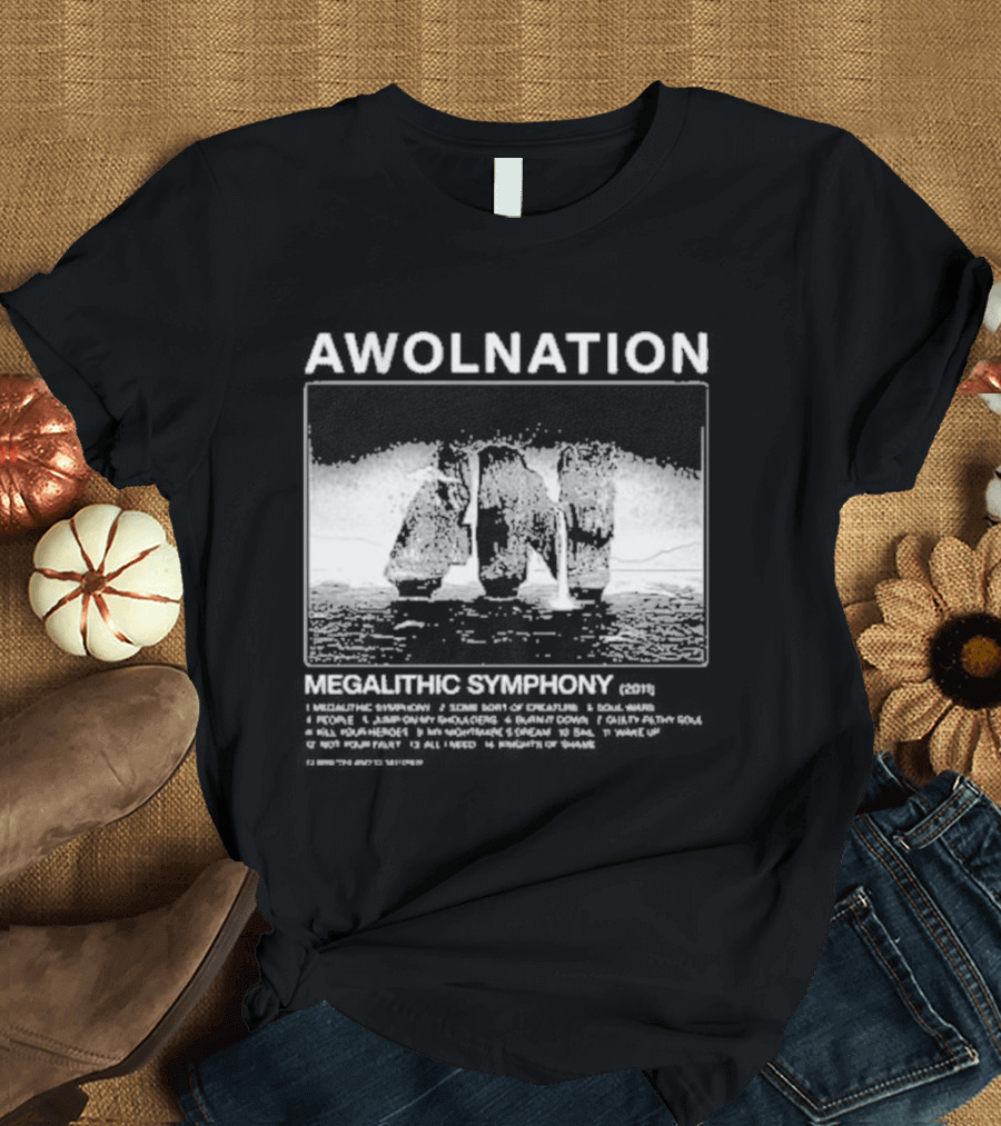 AWOLNATION Megalithic Symphony 15th Anniversary Stone Monoliths Celebration T-Shirt