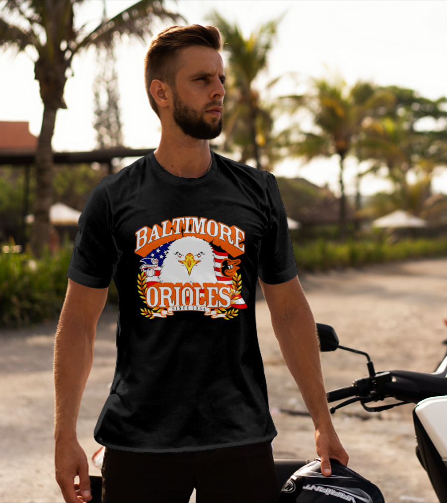 Baltimore Orioles Americana Eagle Logo With USA Flag Celebrating America's 250th Anniversary T-Shirt