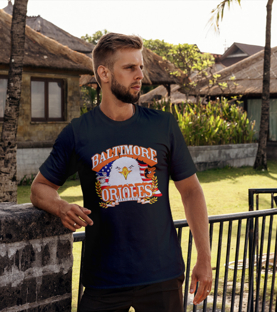 Baltimore Orioles Americana Eagle Logo With USA Flag Celebrating America's 250th Anniversary T-Shirt