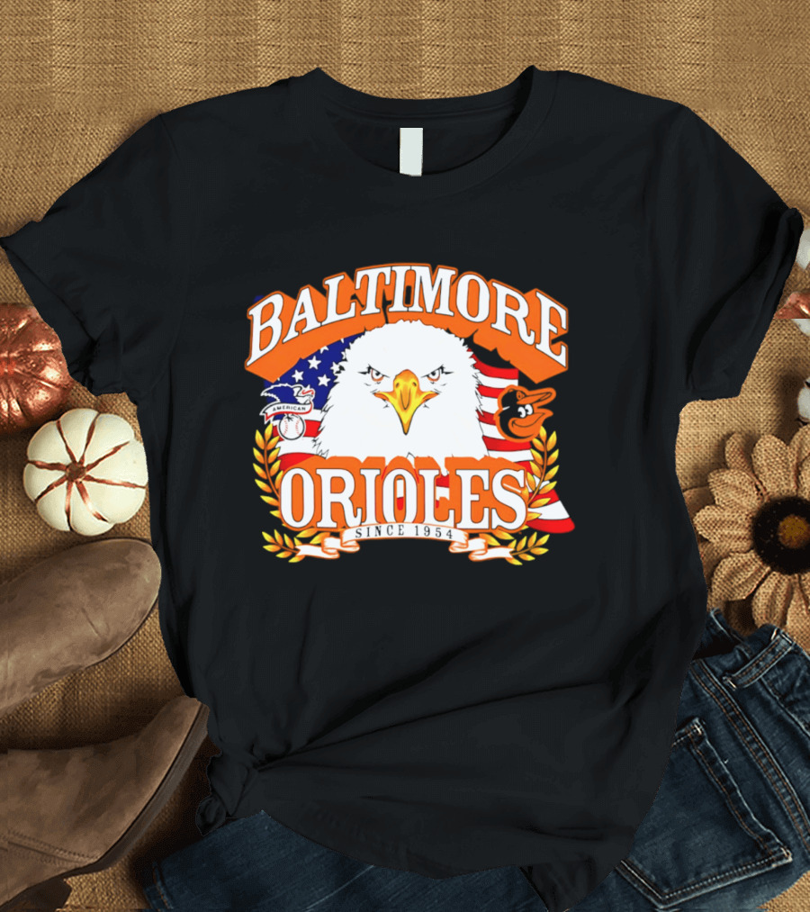 Baltimore Orioles Americana Eagle Logo With USA Flag Celebrating America's 250th Anniversary T-Shirt