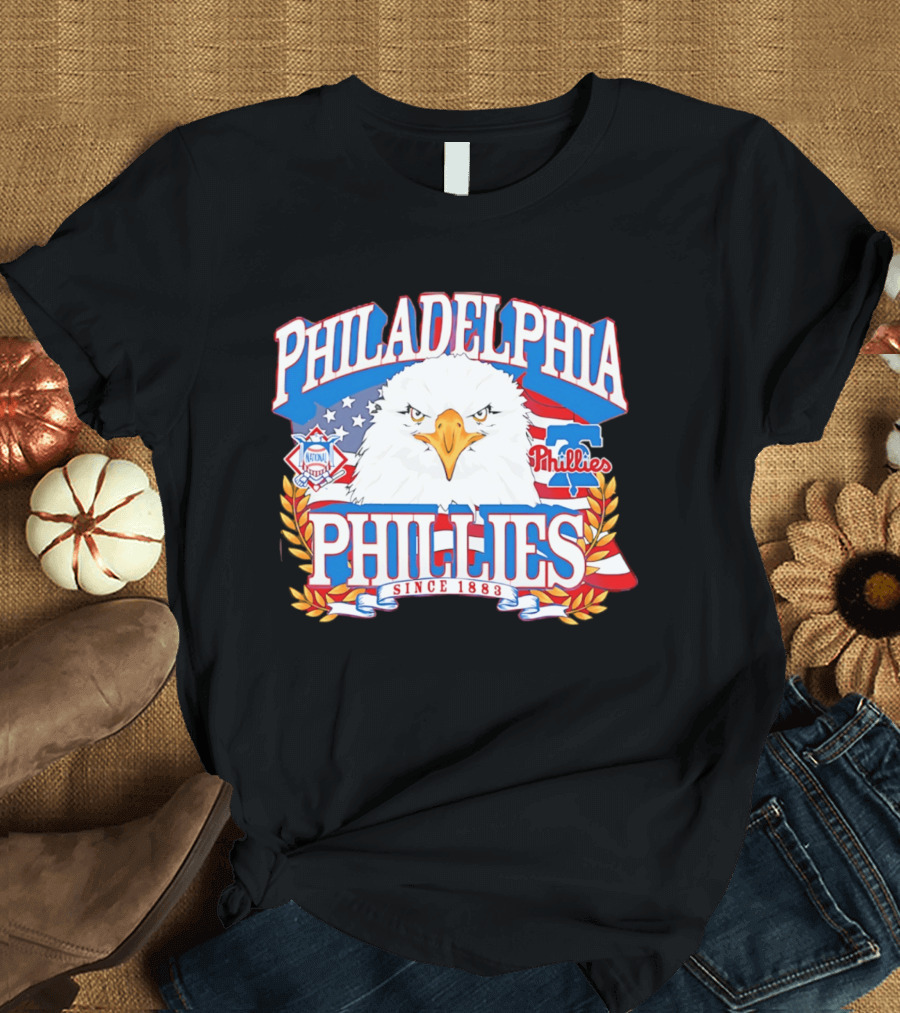 Philadelphia Phillies Eagle Americana Since 1883 National League Flag T-Shirt