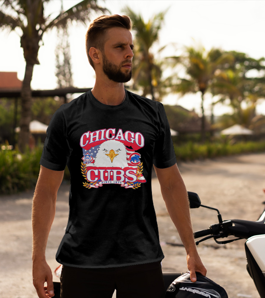 Chicago Cubs Americana Eagle Since 1876 National League Baseball Stars And Stripes 250th Celebration T-Shirt