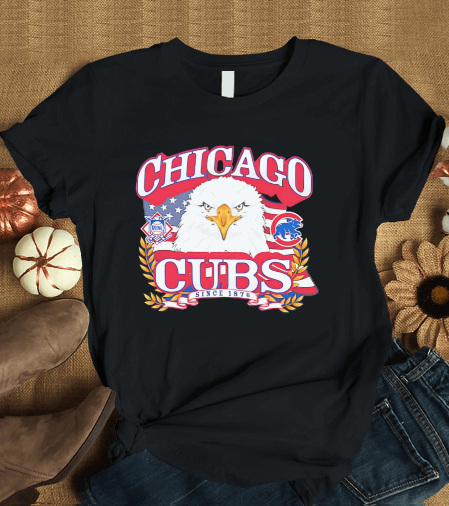 Chicago Cubs Americana Eagle Since 1876 National League Baseball Stars And Stripes 250th Celebration T-Shirt