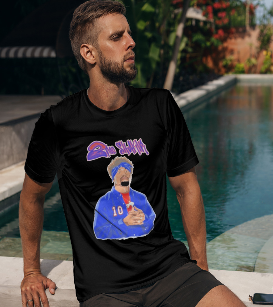 2Pac Shakir Sports Roundtable 10 Blue Bandana T-Shirt