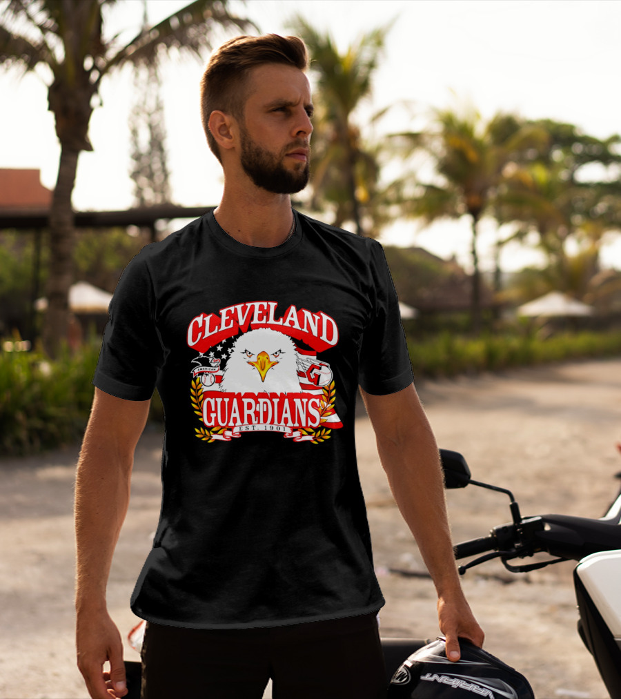 Cleveland Guardians Eagle And Baseball Stars Celebrating America's 250th Anniversary T-Shirt