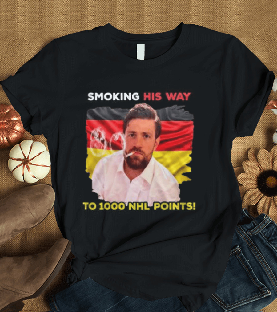 Smoking His Way To 1000 NHL Points Leon Draisaitl Edmonton Oilers T-Shirt