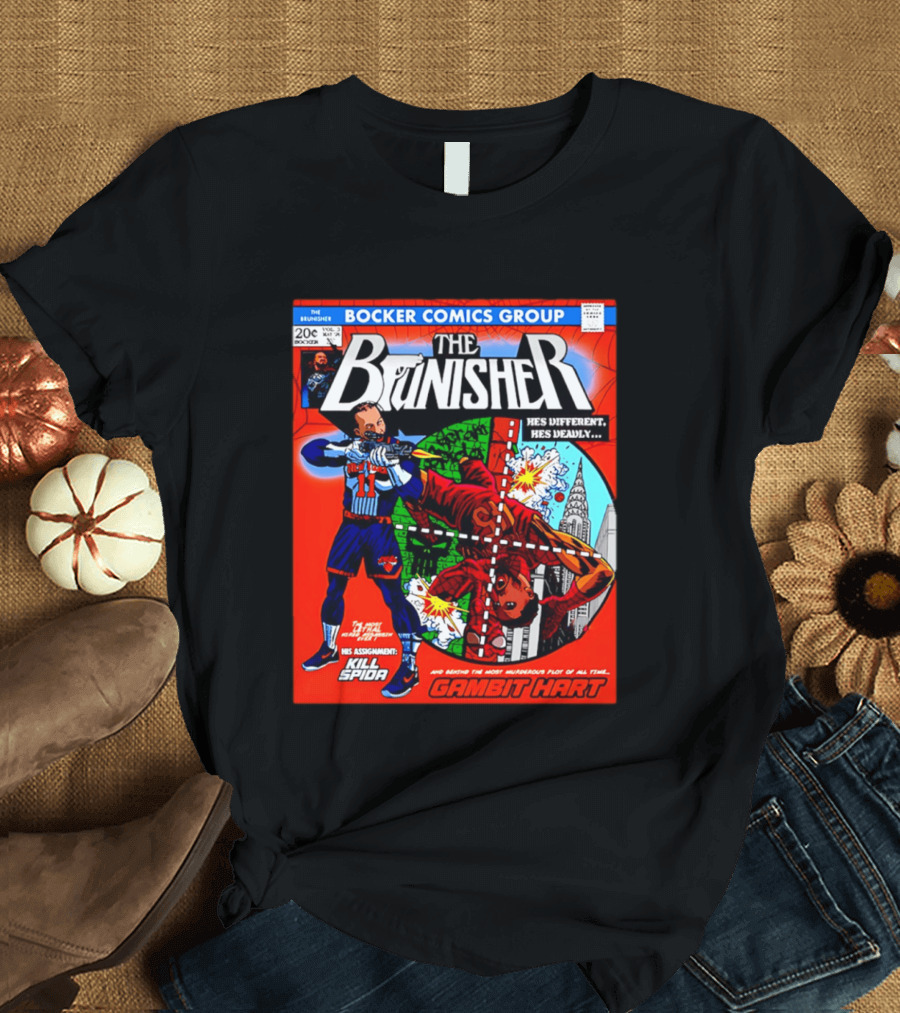 Bocker Comics Group The Brunisher He's Different He's Deadly Kill Spida Gambit Hart T-Shirt