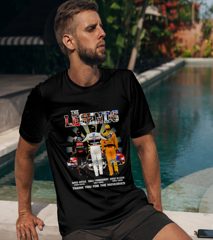 The Legends Greg Biffle Dale Earnhardt Kyle Busch Thank You For The Memories T-Shirt