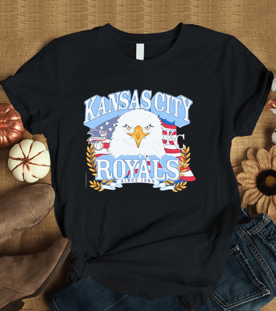 Kansas City Royals Eagle With American Flag Patriotic KC T-Shirt
