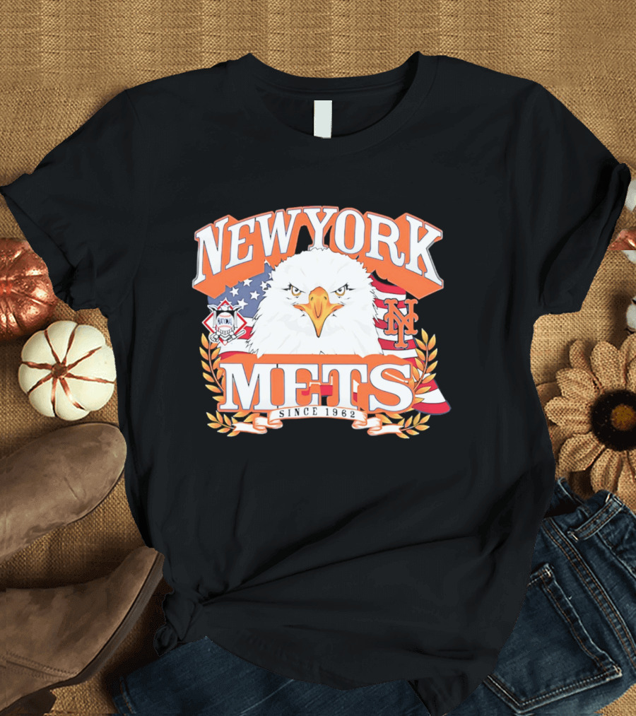 New York Mets Americana Eagle Celebrating National League And Stars Stripes T-Shirt