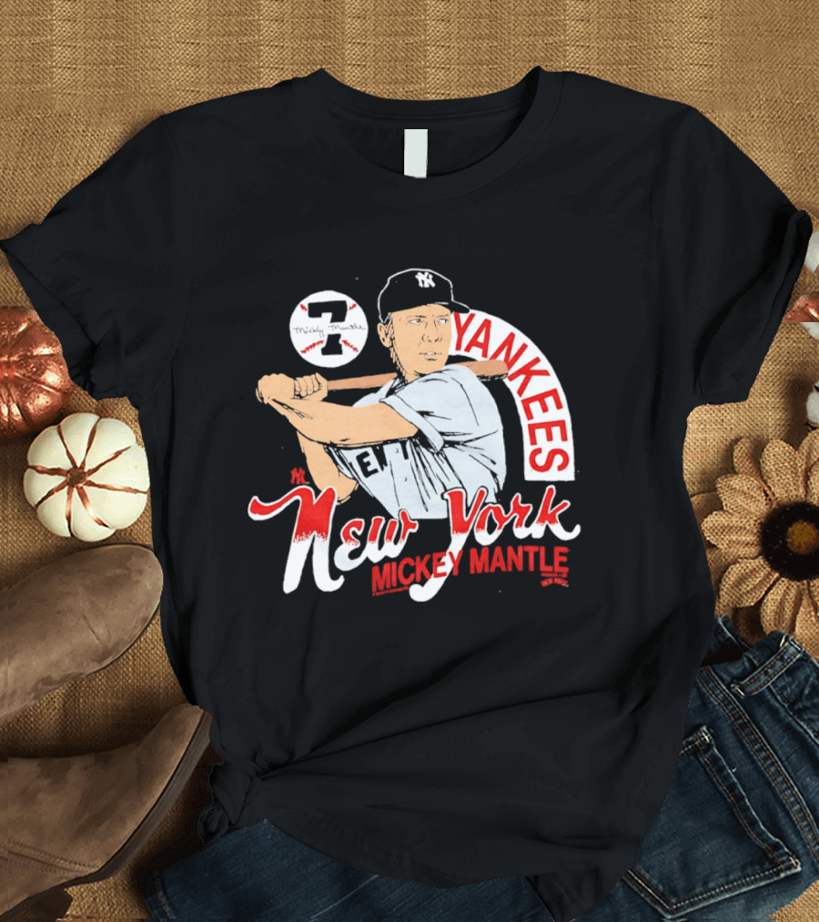 New York Yankees 7 Mickey Mantle Player T-Shirt