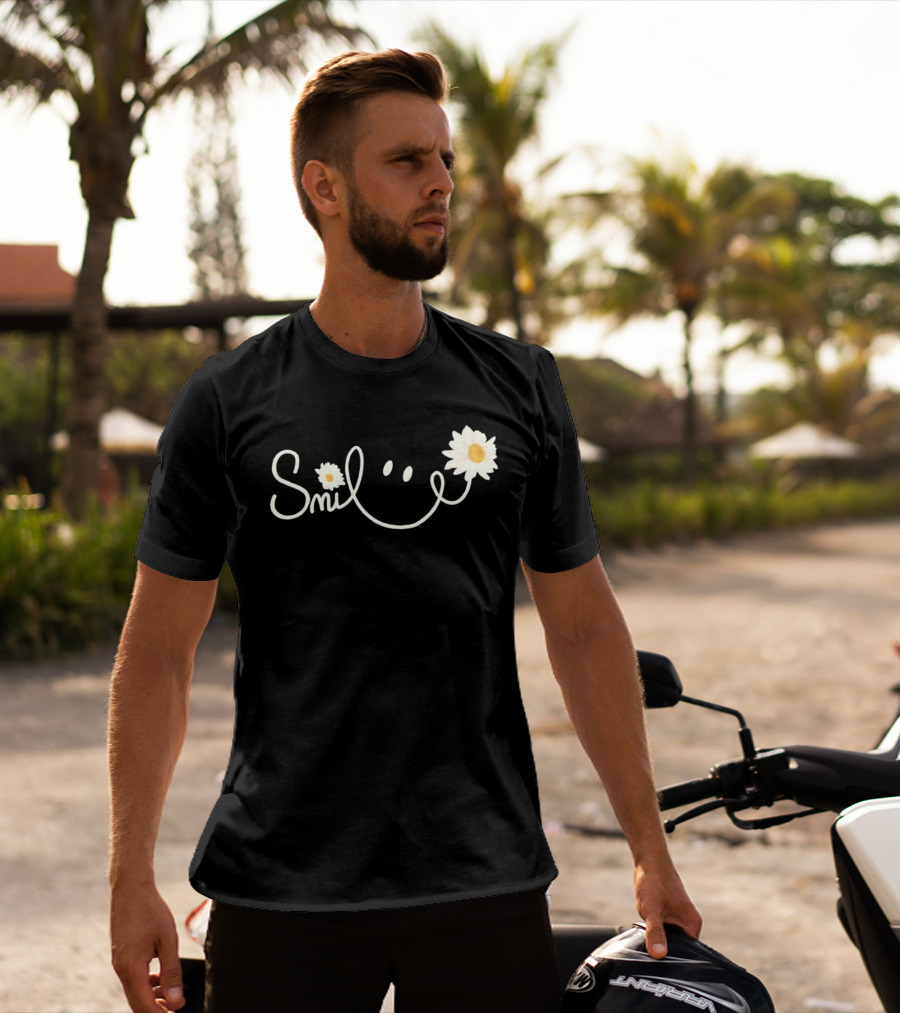Smile Daisy Flower Icon With Happy Face T-Shirt