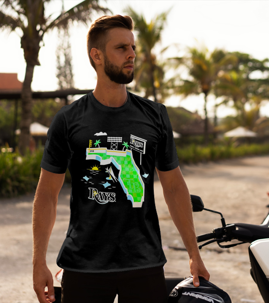 Tampa Bay Rays Florida Map TB Stadium Palms And Sunshine T-Shirt