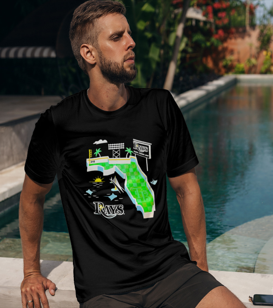 Tampa Bay Rays Florida Map TB Stadium Palms And Sunshine T-Shirt
