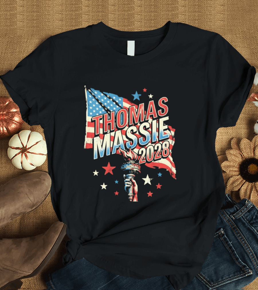 Thomas Massie 2028 American Flag Liberty Torch Stars T-Shirt