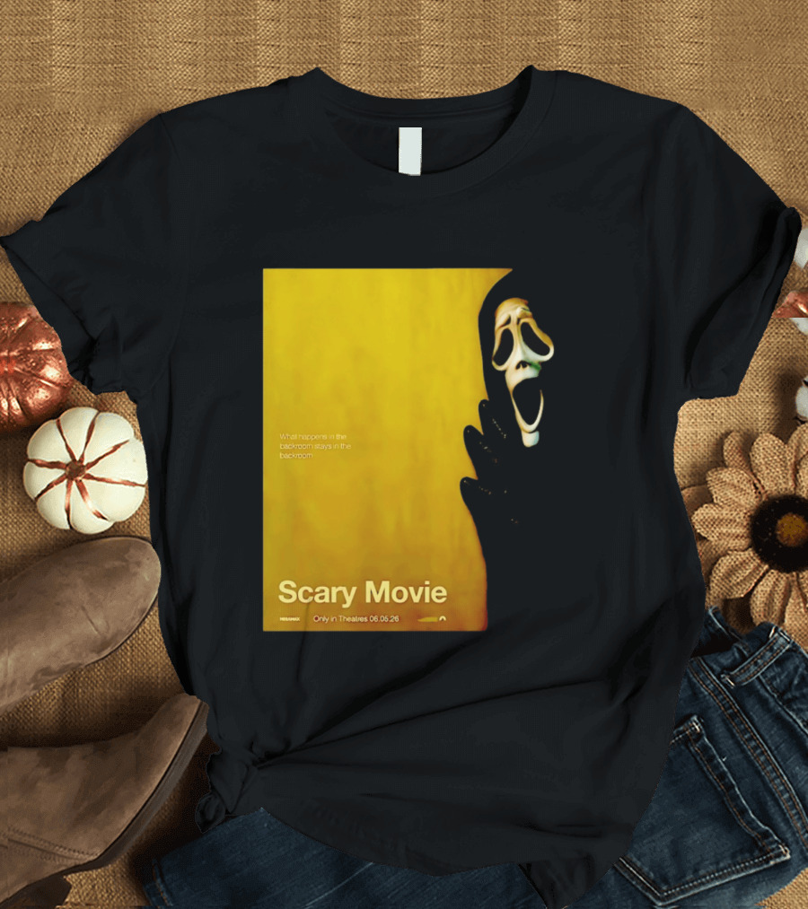 What Happens In The Backroom Stays In The Backroom Scary Movie 6 Backrooms Only In Theatres 06.05.26 T-Shirt