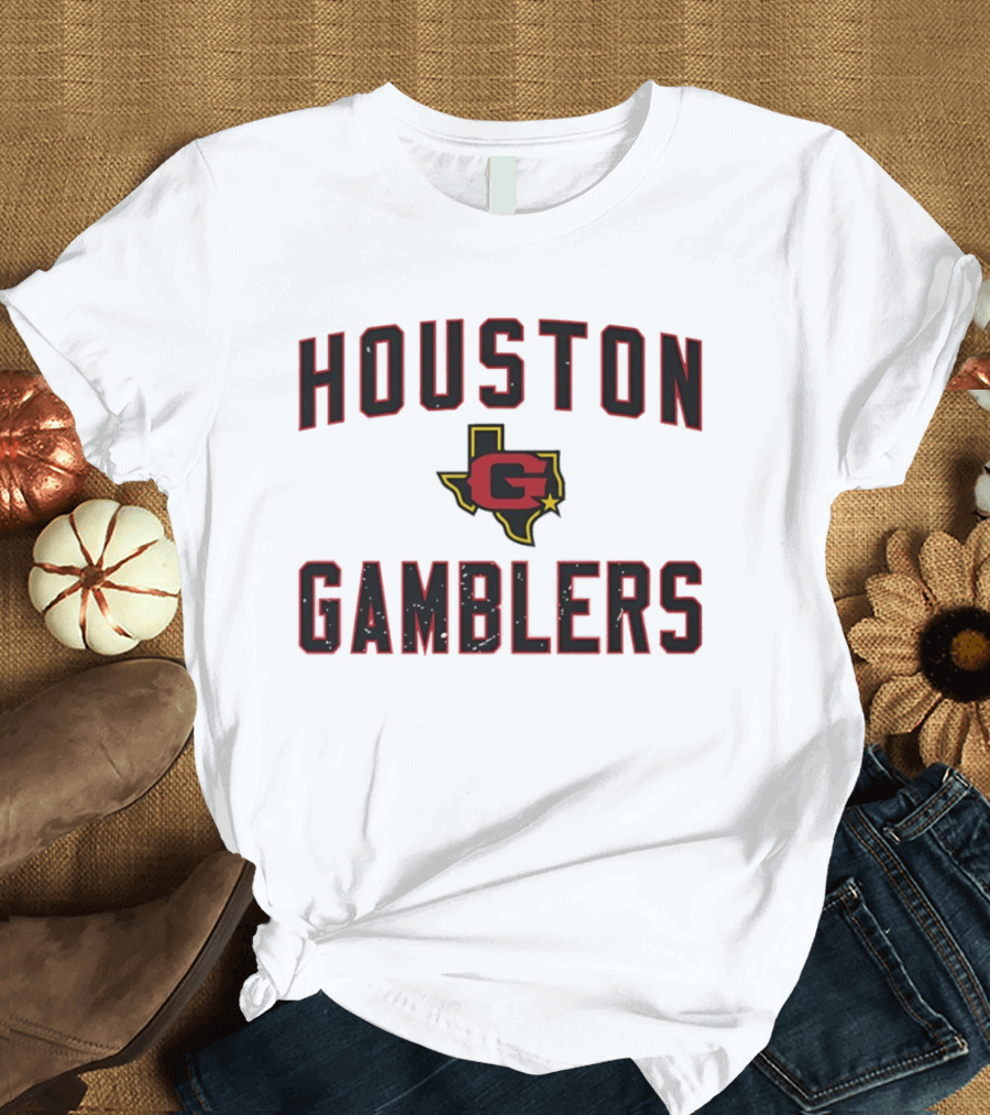 Houston Gamblers Jim Kelly Ricky Sanders USFL Texas Astrodome Team Gear T-Shirt