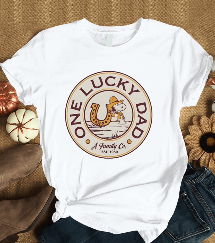 Snoopy One Lucky Dad A Family Co Est 1950 T-Shirt