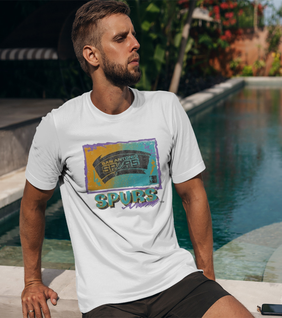 San Antonio Spurs White Surf Foundation Retro Colorful NBA T-Shirt