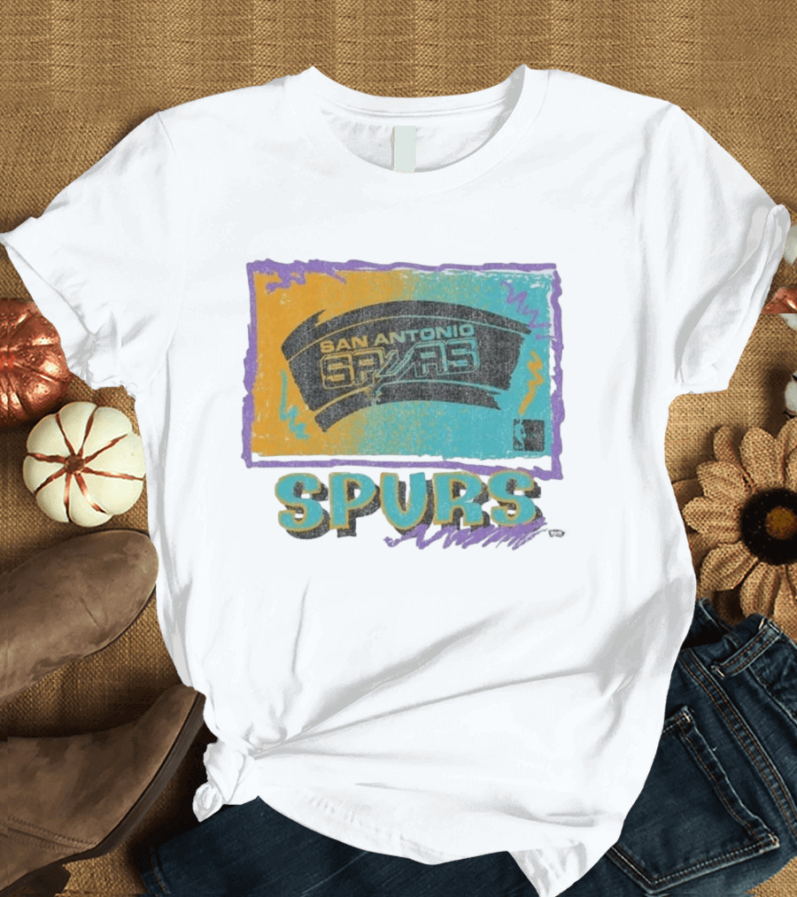 San Antonio Spurs White Surf Foundation Retro Colorful NBA T-Shirt