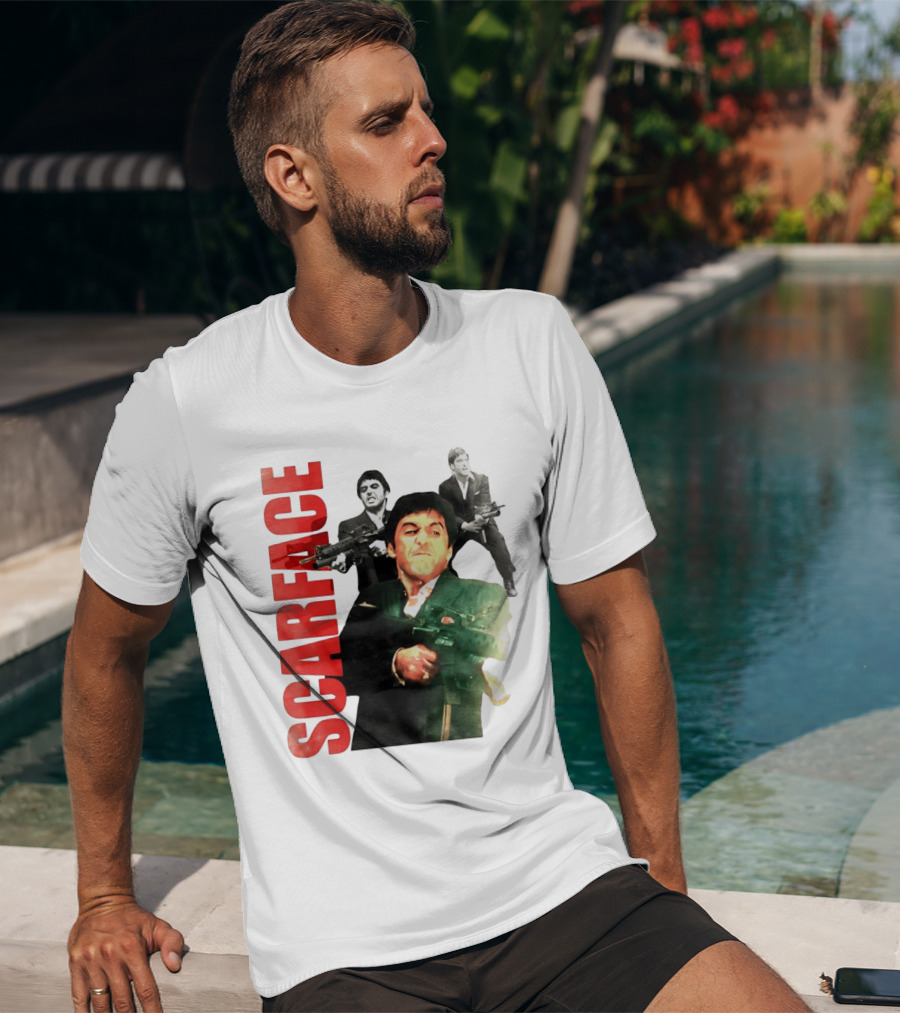 Scarface Tony Montana Al Pacino 1983 Miami Iconic Movie Moment T-Shirt