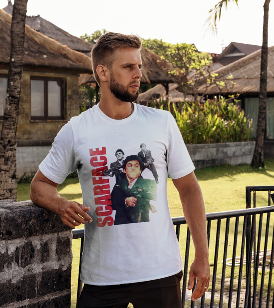 Scarface Tony Montana Al Pacino 1983 Miami Iconic Movie Moment T-Shirt