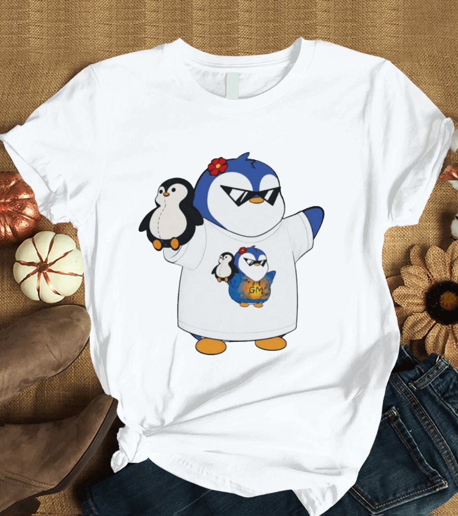 GM Penguin Sunglasses Flower Holding Plush Smaller GM Penguin T-Shirt