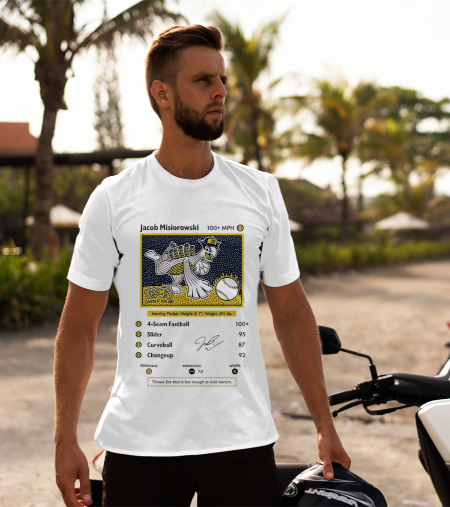 Jacob Misiorowski Milwaukee Brewers The Miz 100+ MPH Fastball Card T-Shirt