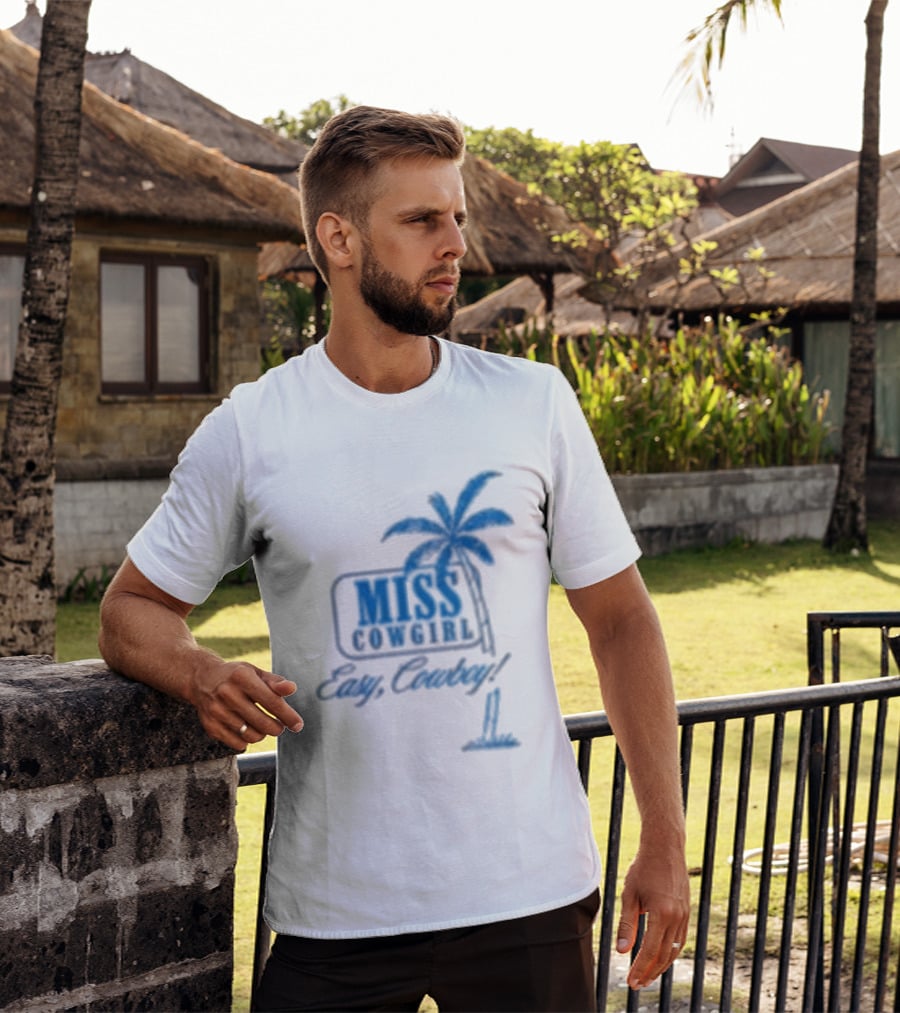 Miss Cowgirl Easy Cowboy Western Leisure Dept Palm T-Shirt