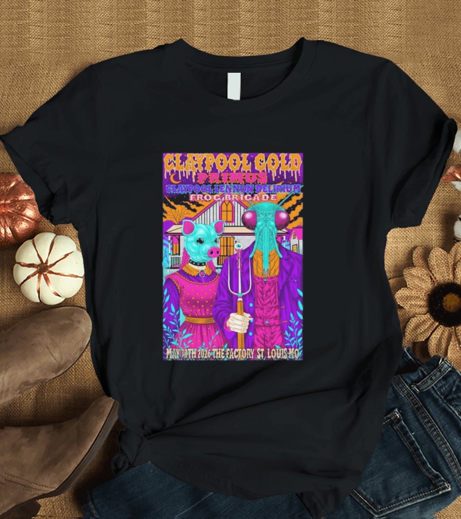 Claypool Gold Primus Lennon Delirium Frog Brigade Concert May 30th 2026 St Louis Mo T-Shirt
