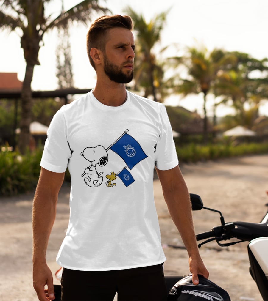 Snoopy And Woodstock Orlando Magic Team Flags Support T-Shirt