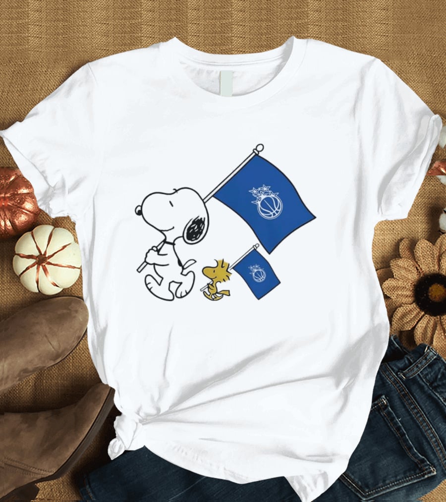 Snoopy And Woodstock Orlando Magic Team Flags Support T-Shirt