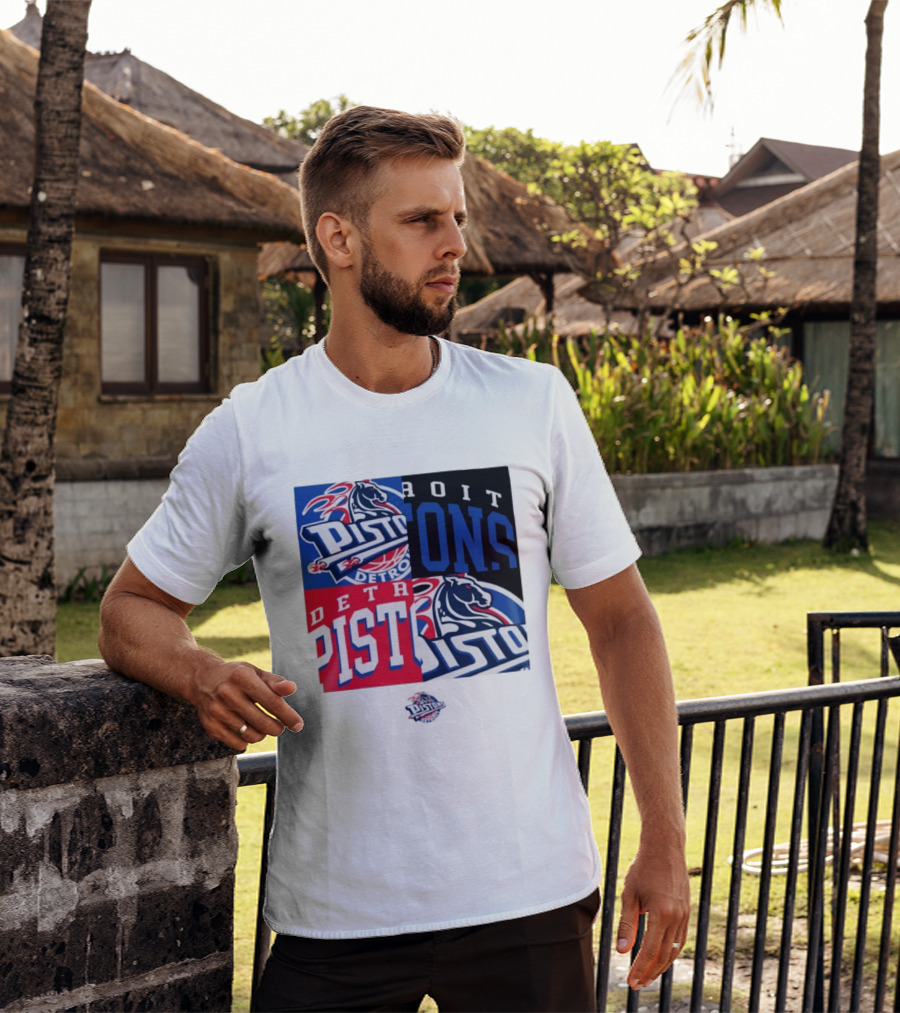 Detroit Pistons New Era Block PISTONS DETROIT Basketball T-Shirt