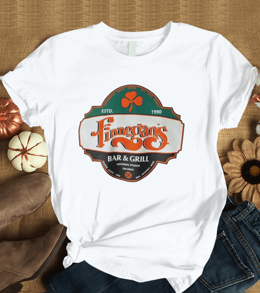 Finnegan's Bar & Grill Authentic Irish Food Ale Spirits Universal Studios Orlando Estd 1990 T-Shirt