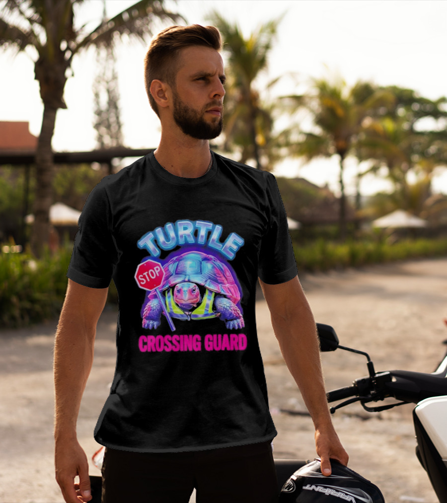 Turtle Stop Crossing Guard Neon Vibe T-Shirt