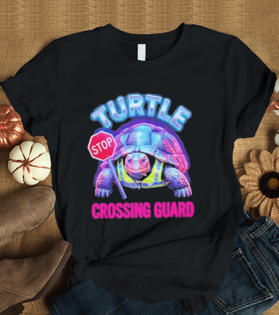 Turtle Stop Crossing Guard Neon Vibe T-Shirt