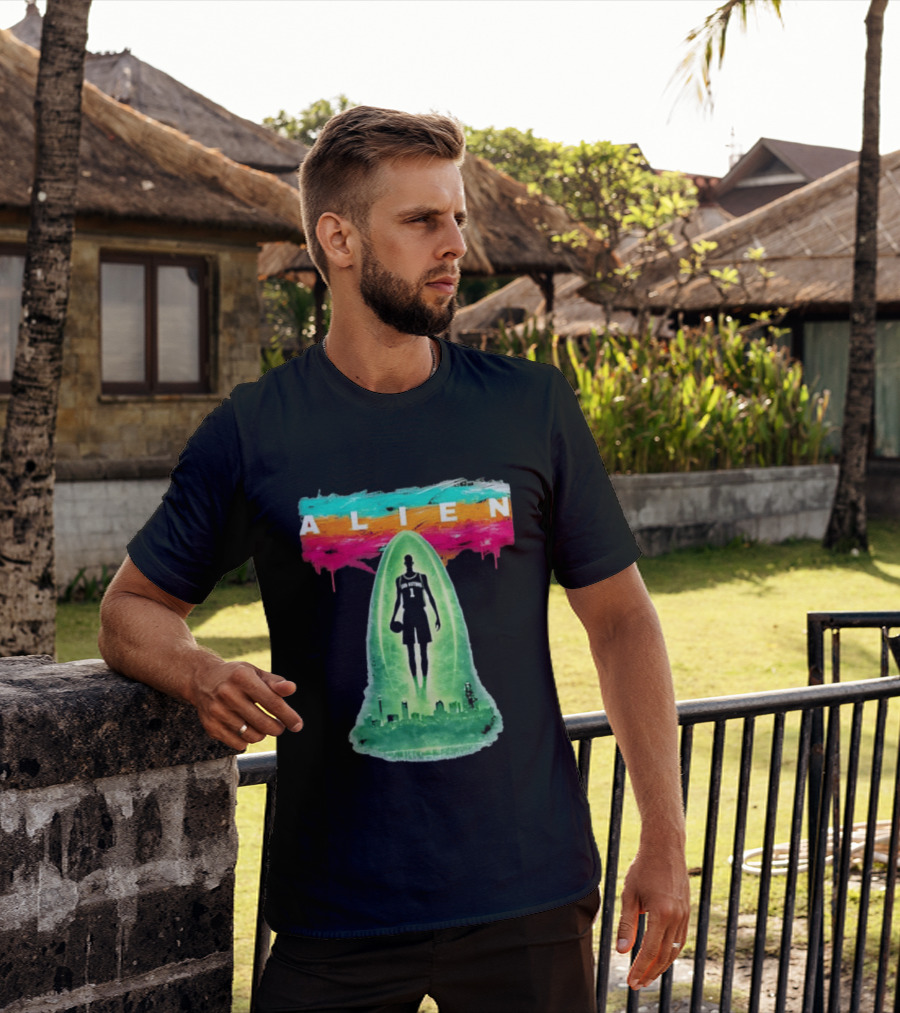Victor Wembanyama Alien San Antonio Spurs NBA Skyline T-Shirt